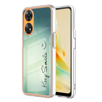 For OPPO Reno8 T 4G Electroplating Marble Dual-side IMD Phone Case(Smile) - OPPO Cases by buy2fix | Online Shopping UK | buy2fix