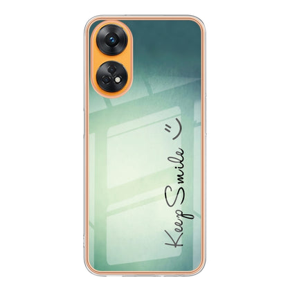 For OPPO Reno8 T 4G Electroplating Marble Dual-side IMD Phone Case(Smile) - OPPO Cases by buy2fix | Online Shopping UK | buy2fix