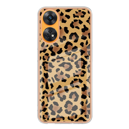 For OPPO Reno8 T 4G Electroplating Marble Dual-side IMD Phone Case(Leopard Print) - OPPO Cases by buy2fix | Online Shopping UK | buy2fix