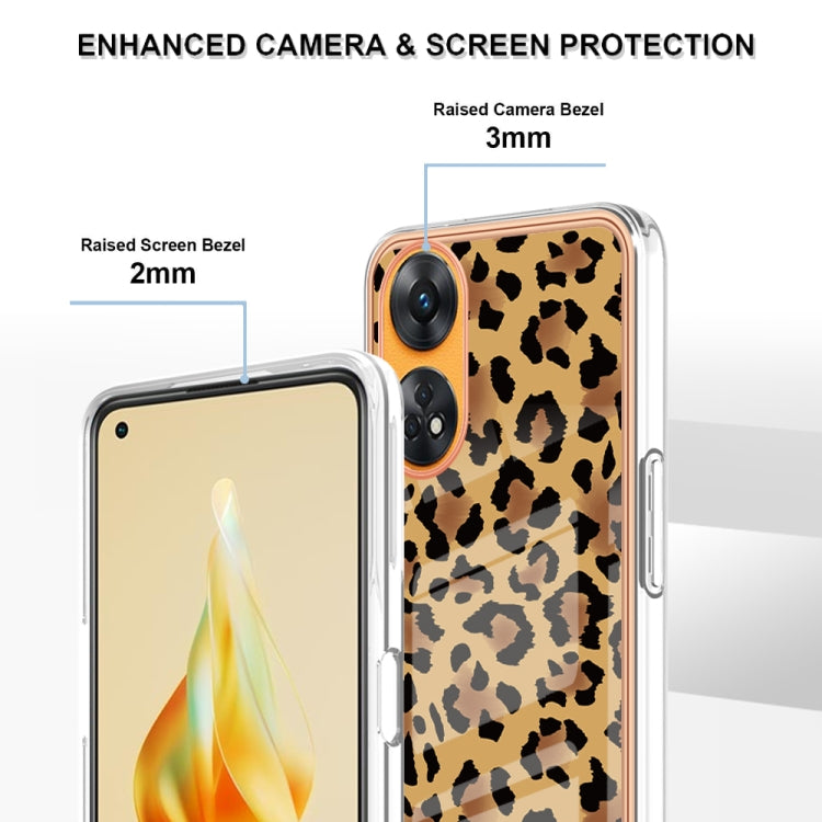 For OPPO Reno8 T 4G Electroplating Marble Dual-side IMD Phone Case(Leopard Print) - OPPO Cases by buy2fix | Online Shopping UK | buy2fix