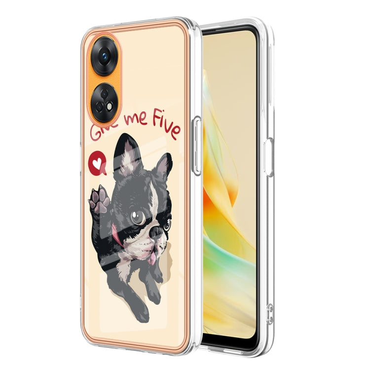 For OPPO Reno8 T 4G Electroplating Marble Dual-side IMD Phone Case(Lucky Dog) by buy2fix