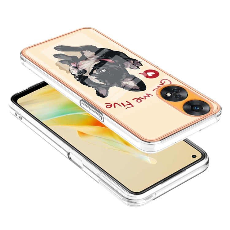 For OPPO Reno8 T 4G Electroplating Marble Dual-side IMD Phone Case(Lucky Dog) by buy2fix
