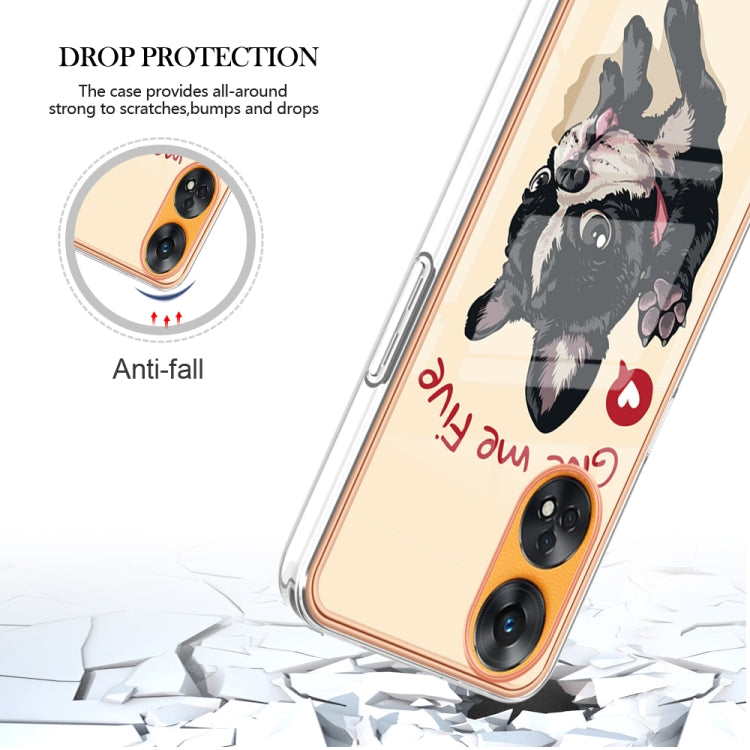 For OPPO Reno8 T 4G Electroplating Marble Dual-side IMD Phone Case(Lucky Dog) by buy2fix