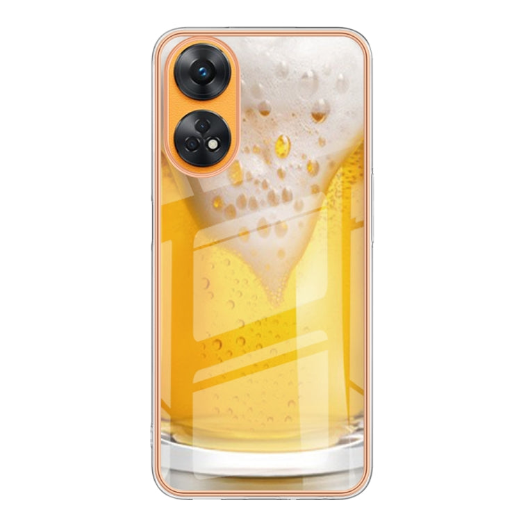 For OPPO Reno8 T 4G Electroplating Marble Dual-side IMD Phone Case(Draft Beer) - OPPO Cases by buy2fix | Online Shopping UK | buy2fix