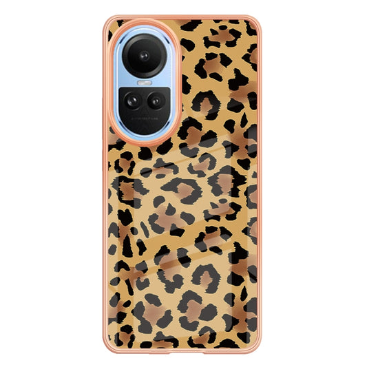 For OPPO Reno10 5G Global Electroplating Marble Dual-side IMD Phone Case(Leopard Print) by buy2fix