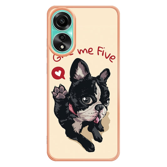 For OPPO A78 4G Electroplating Marble Dual-side IMD Phone Case(Lucky Dog) by buy2fix