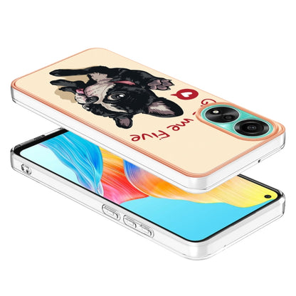 For OPPO A78 4G Electroplating Marble Dual-side IMD Phone Case(Lucky Dog) by buy2fix