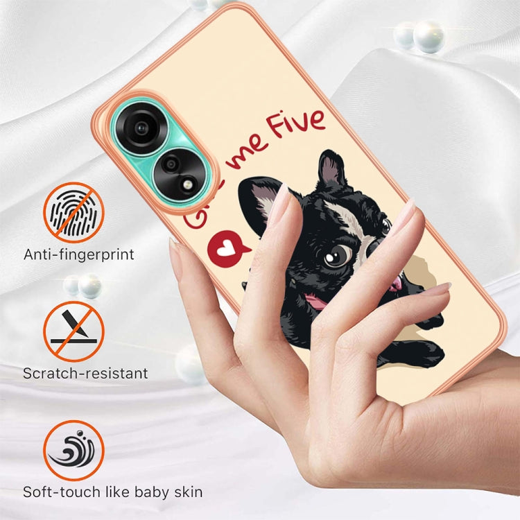 For OPPO A78 4G Electroplating Marble Dual-side IMD Phone Case(Lucky Dog) by buy2fix