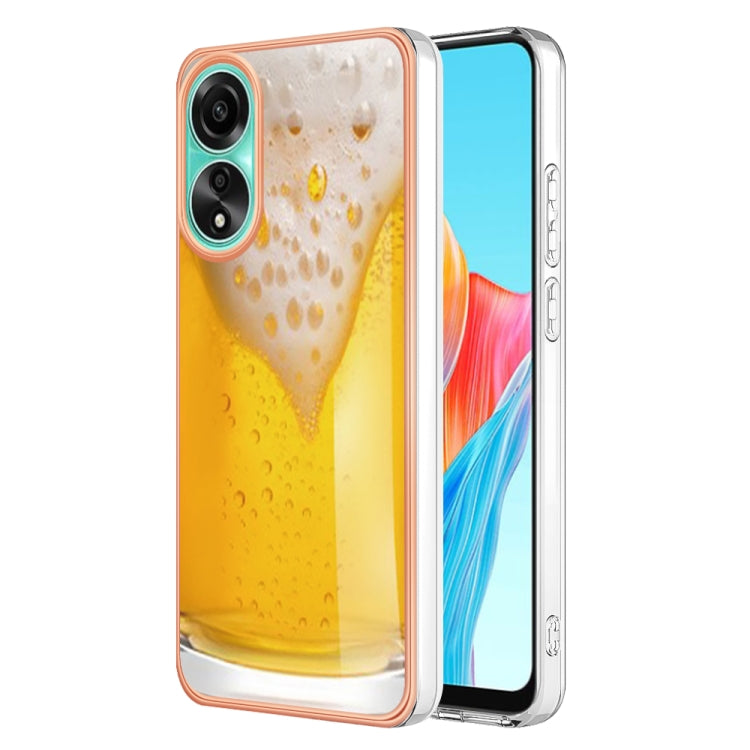 For OPPO A78 4G Electroplating Marble Dual-side IMD Phone Case(Draft Beer) by buy2fix
