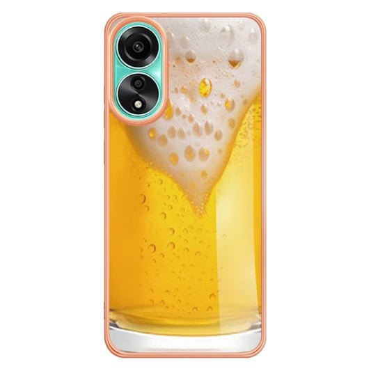 For OPPO A78 4G Electroplating Marble Dual-side IMD Phone Case(Draft Beer) by buy2fix