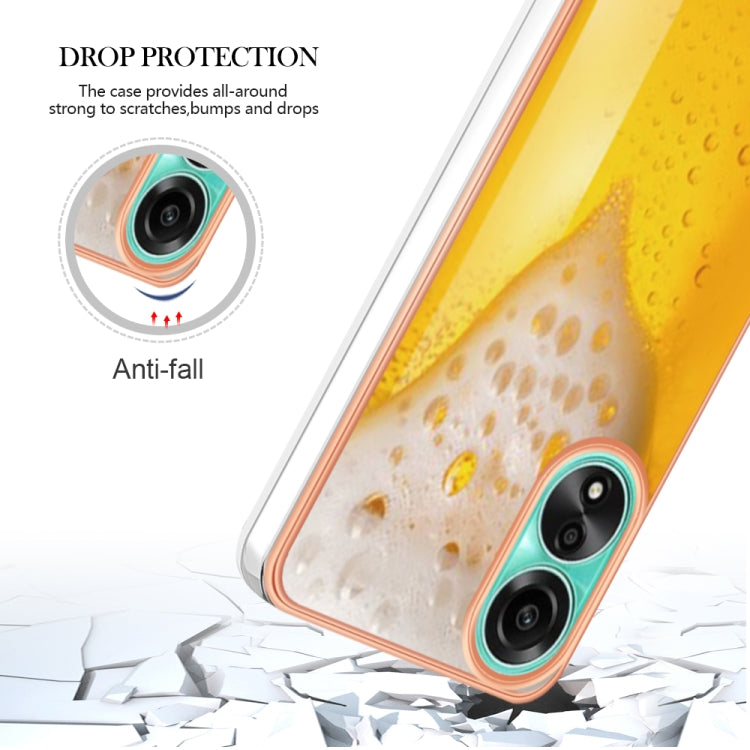 For OPPO A78 4G Electroplating Marble Dual-side IMD Phone Case(Draft Beer) by buy2fix