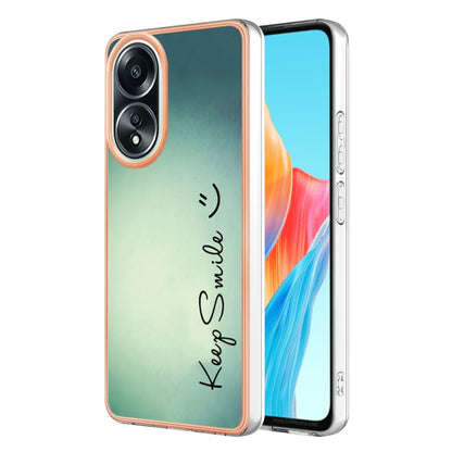 For OPPO A58 4G Electroplating Marble Dual-side IMD Phone Case(Smile) - OPPO Cases by buy2fix | Online Shopping UK | buy2fix