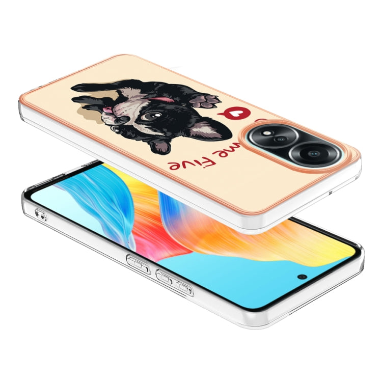 For OPPO A58 4G Electroplating Marble Dual-side IMD Phone Case(Lucky Dog) by buy2fix