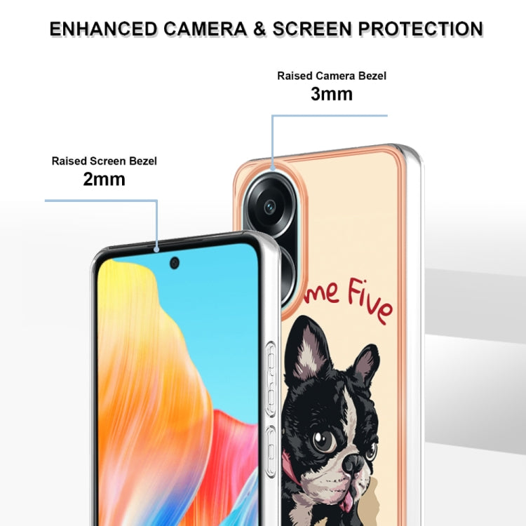 For OPPO A58 4G Electroplating Marble Dual-side IMD Phone Case(Lucky Dog) by buy2fix