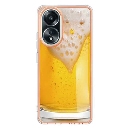 For OPPO A58 4G Electroplating Marble Dual-side IMD Phone Case(Draft Beer) by buy2fix