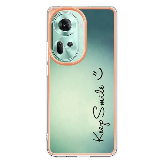 For OPPO Reno11 5G Global Electroplating Marble Dual-side IMD Phone Case(Smile) by buy2fix