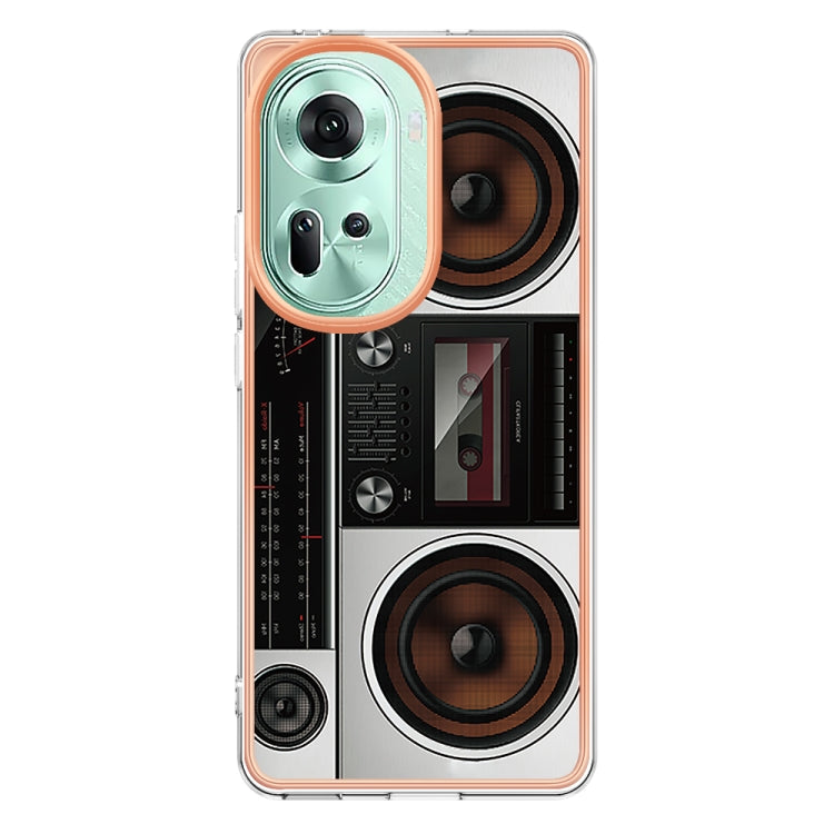 For OPPO Reno11 5G Global Electroplating Marble Dual-side IMD Phone Case(Retro Radio) - Reno11 Cases by buy2fix | Online Shopping UK | buy2fix