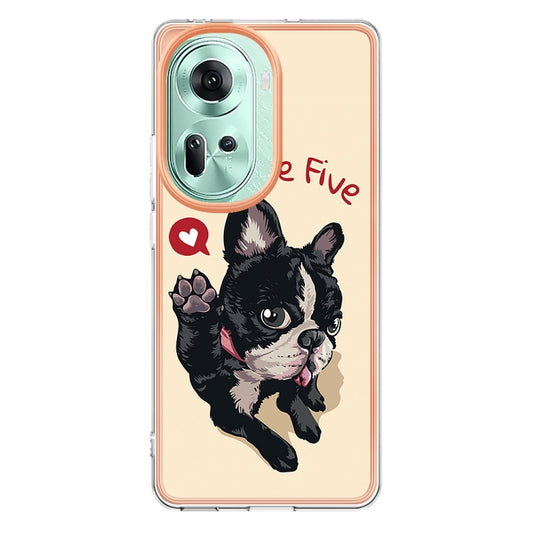 For OPPO Reno11 5G Global Electroplating Marble Dual-side IMD Phone Case(Lucky Dog) by buy2fix