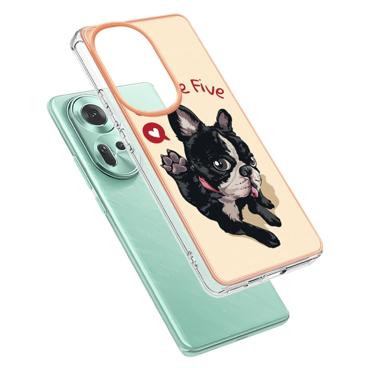 For OPPO Reno11 5G Global Electroplating Marble Dual-side IMD Phone Case(Lucky Dog) - Reno11 Cases by buy2fix | Online Shopping UK | buy2fix