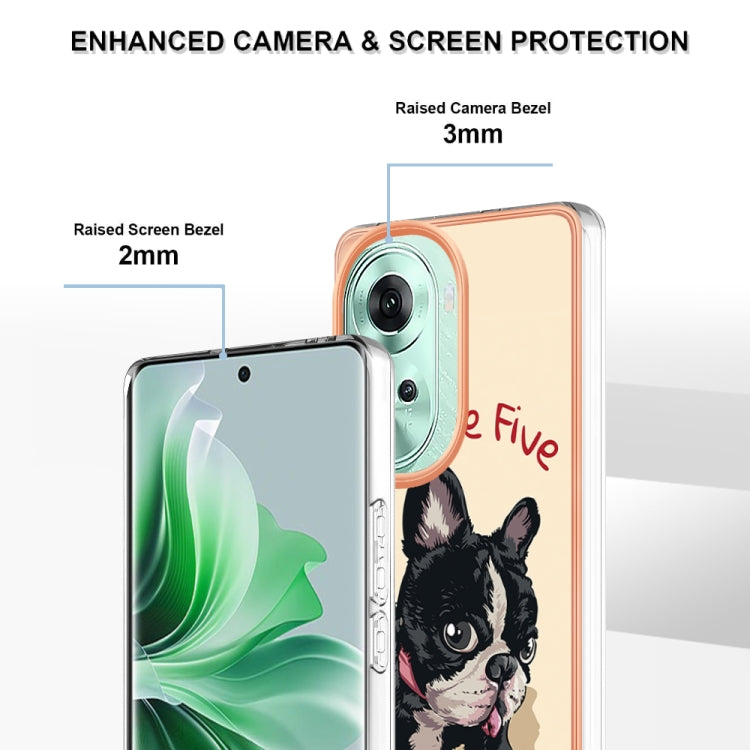 For OPPO Reno11 5G Global Electroplating Marble Dual-side IMD Phone Case(Lucky Dog) - Reno11 Cases by buy2fix | Online Shopping UK | buy2fix