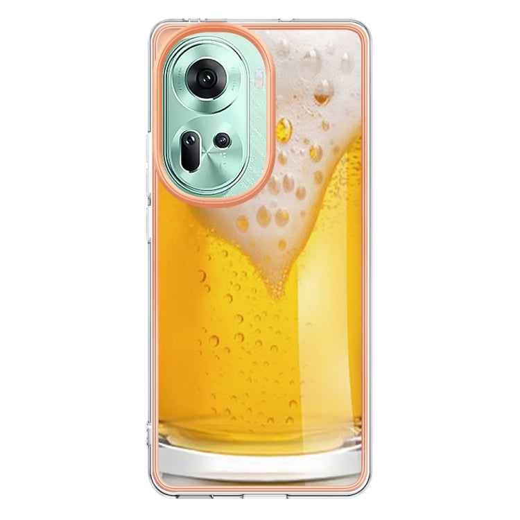 For OPPO Reno11 5G Global Electroplating Marble Dual-side IMD Phone Case(Draft Beer) - Reno11 Cases by buy2fix | Online Shopping UK | buy2fix