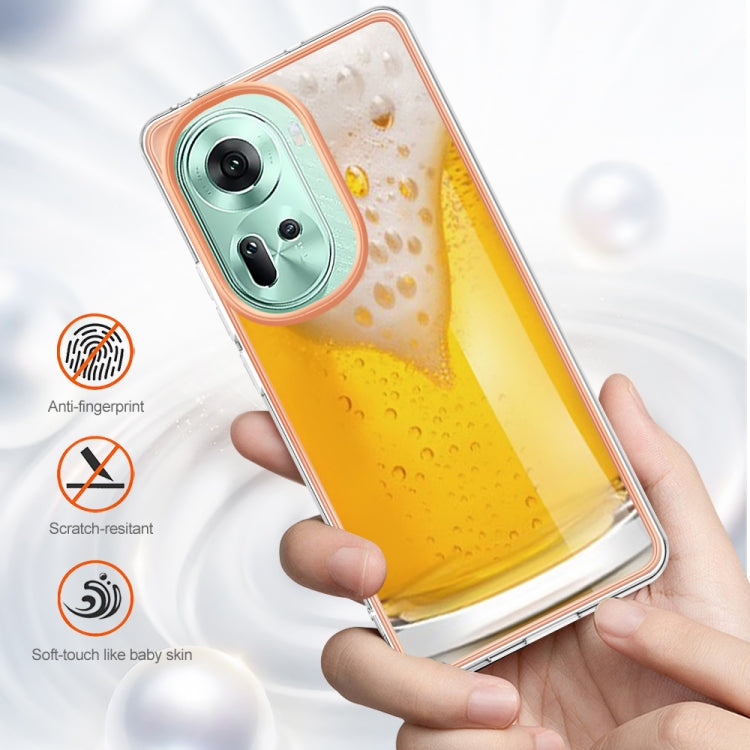 For OPPO Reno11 5G Global Electroplating Marble Dual-side IMD Phone Case(Draft Beer) - Reno11 Cases by buy2fix | Online Shopping UK | buy2fix