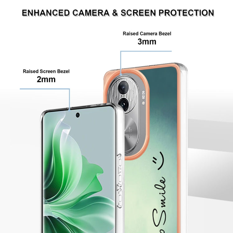 For OPPO Reno11 Pro 5G Global Electroplating Marble Dual-side IMD Phone Case(Smile) - Reno11 Pro Cases by buy2fix | Online Shopping UK | buy2fix