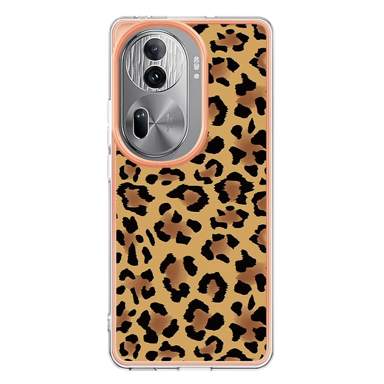 For OPPO Reno11 Pro 5G Global Electroplating Marble Dual-side IMD Phone Case(Leopard Print) - Reno11 Pro Cases by buy2fix | Online Shopping UK | buy2fix