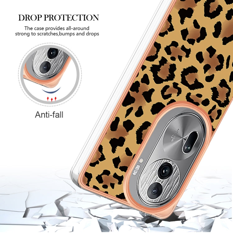 For OPPO Reno11 Pro 5G Global Electroplating Marble Dual-side IMD Phone Case(Leopard Print) - Reno11 Pro Cases by buy2fix | Online Shopping UK | buy2fix