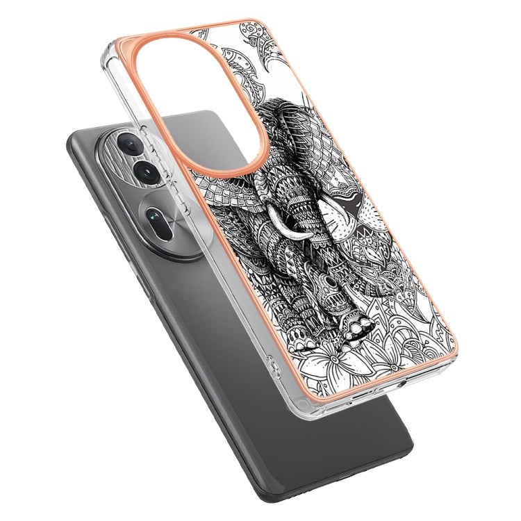 For OPPO Reno11 Pro 5G Global Electroplating Marble Dual-side IMD Phone Case(Totem Elephant) - Reno11 Pro Cases by buy2fix | Online Shopping UK | buy2fix