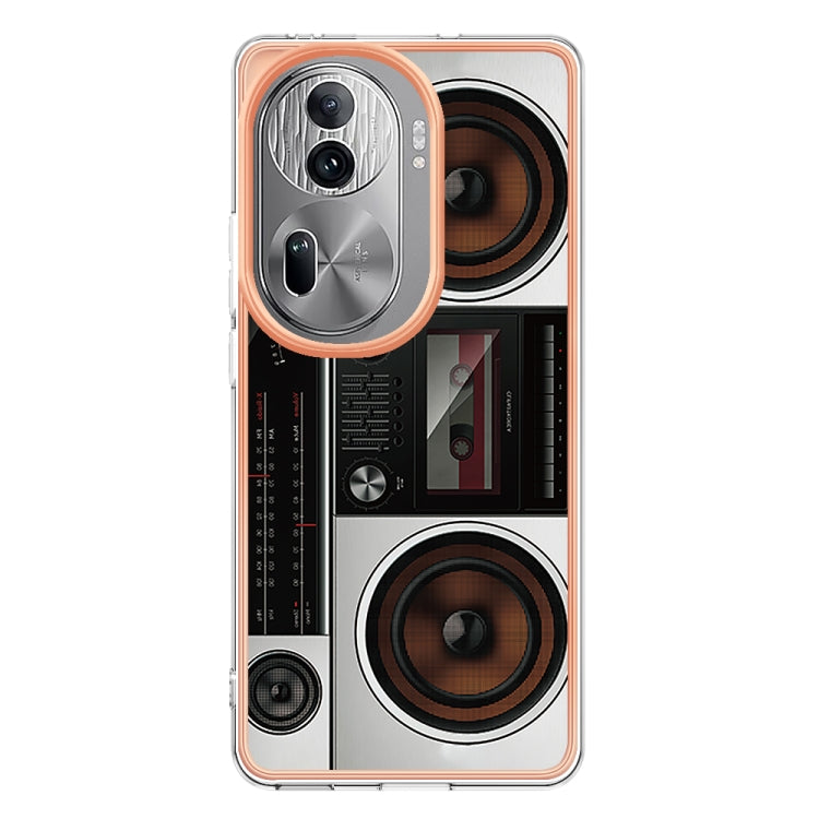 For OPPO Reno11 Pro 5G Global Electroplating Marble Dual-side IMD Phone Case(Retro Radio) - Reno11 Pro Cases by buy2fix | Online Shopping UK | buy2fix