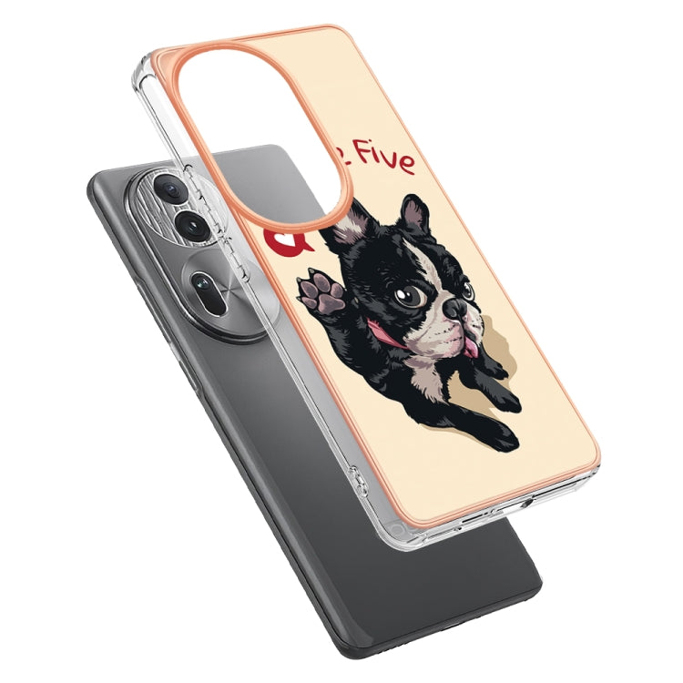 For OPPO Reno11 Pro 5G Global Electroplating Marble Dual-side IMD Phone Case(Lucky Dog) - Reno11 Pro Cases by buy2fix | Online Shopping UK | buy2fix