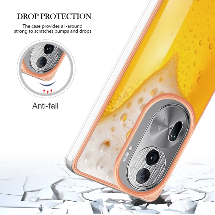 For OPPO Reno11 Pro 5G Global Electroplating Marble Dual-side IMD Phone Case(Draft Beer) - Reno11 Pro Cases by buy2fix | Online Shopping UK | buy2fix