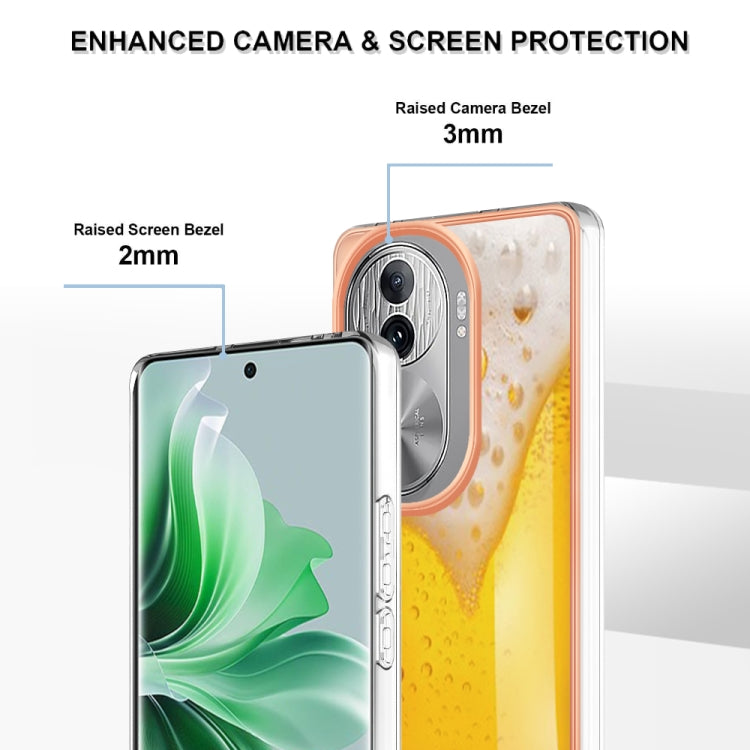 For OPPO Reno11 Pro 5G Global Electroplating Marble Dual-side IMD Phone Case(Draft Beer) - Reno11 Pro Cases by buy2fix | Online Shopping UK | buy2fix