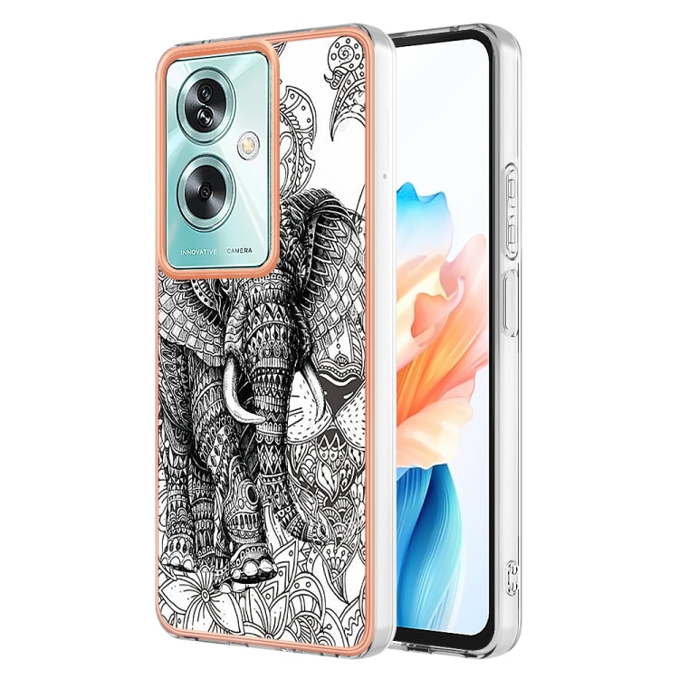 For OPPO A79 5G Global Electroplating Marble Dual-side IMD Phone Case(Totem Elephant) - OPPO Cases by buy2fix | Online Shopping UK | buy2fix