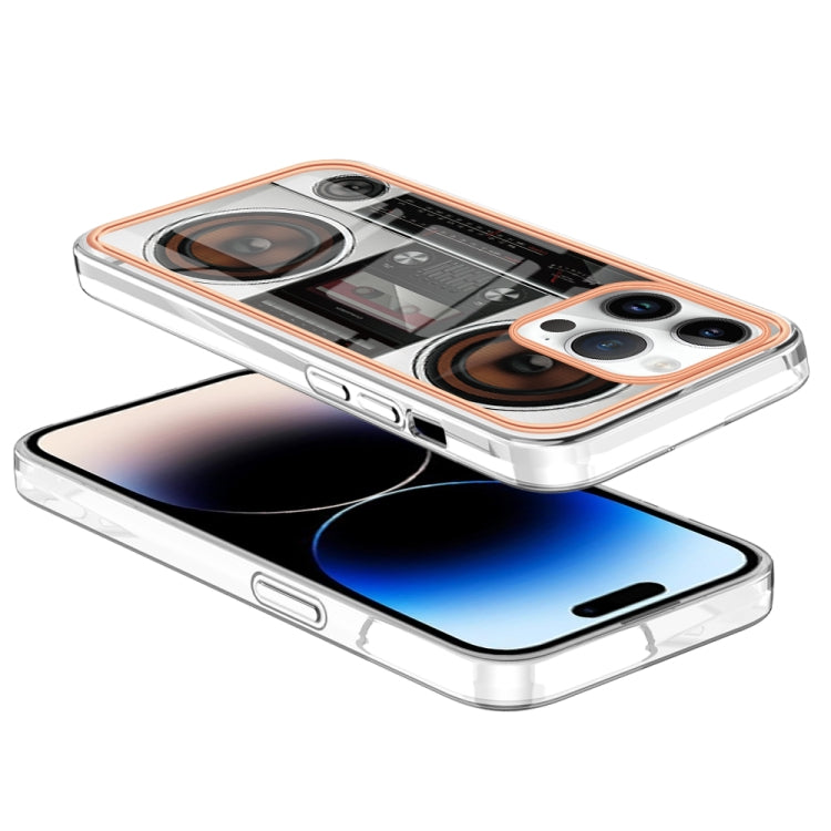 For iPhone 16 Pro Max Electroplating Marble Dual-side IMD Phone Case(Retro Radio) - iPhone 16 Pro Max Cases by buy2fix | Online Shopping UK | buy2fix