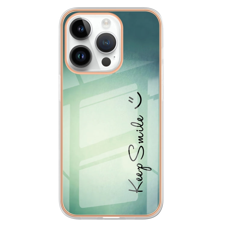 For iPhone 16 Pro Electroplating Marble Dual-side IMD Phone Case(Smile) - iPhone 16 Pro Cases by buy2fix | Online Shopping UK | buy2fix