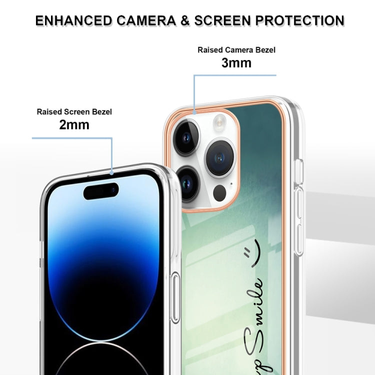 For iPhone 16 Pro Electroplating Marble Dual-side IMD Phone Case(Smile) - iPhone 16 Pro Cases by buy2fix | Online Shopping UK | buy2fix