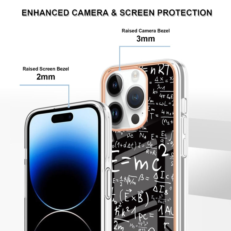 For iPhone 16 Pro Electroplating Marble Dual-side IMD Phone Case(Equation) - iPhone 16 Pro Cases by buy2fix | Online Shopping UK | buy2fix