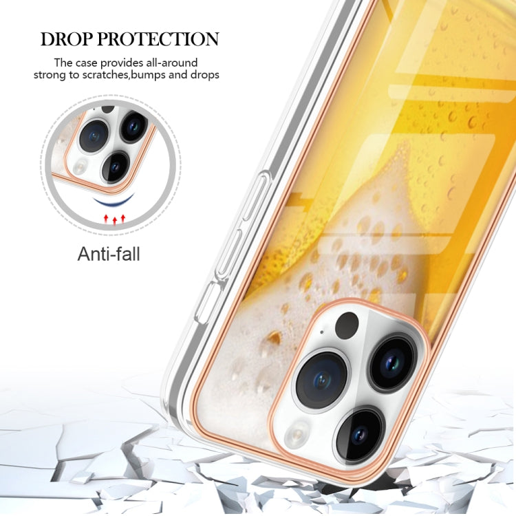 For iPhone 16 Pro Electroplating Marble Dual-side IMD Phone Case(Draft Beer) - iPhone 16 Pro Cases by buy2fix | Online Shopping UK | buy2fix