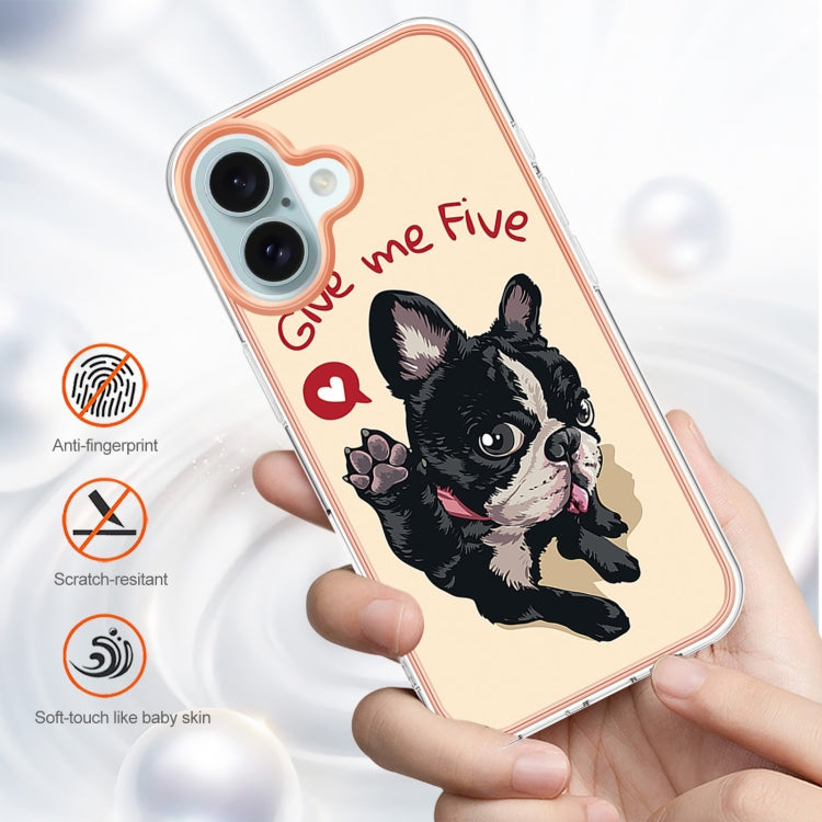 For iPhone 16 Plus Electroplating Marble Dual-side IMD Phone Case(Lucky Dog) - iPhone 16 Plus Cases by buy2fix | Online Shopping UK | buy2fix