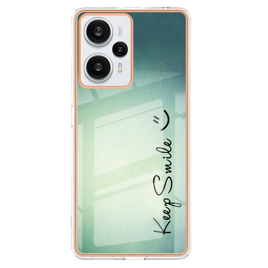 For Xiaomi Poco F5 / Redmi Note 12 Turbo Electroplating Marble Dual-side IMD Phone Case(Smile) by buy2fix