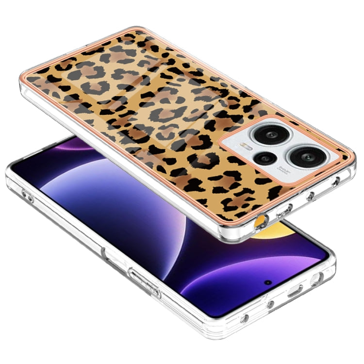 For Xiaomi Poco F5 / Redmi Note 12 Turbo Electroplating Marble Dual-side IMD Phone Case(Leopard Print) - Xiaomi Cases by buy2fix | Online Shopping UK | buy2fix