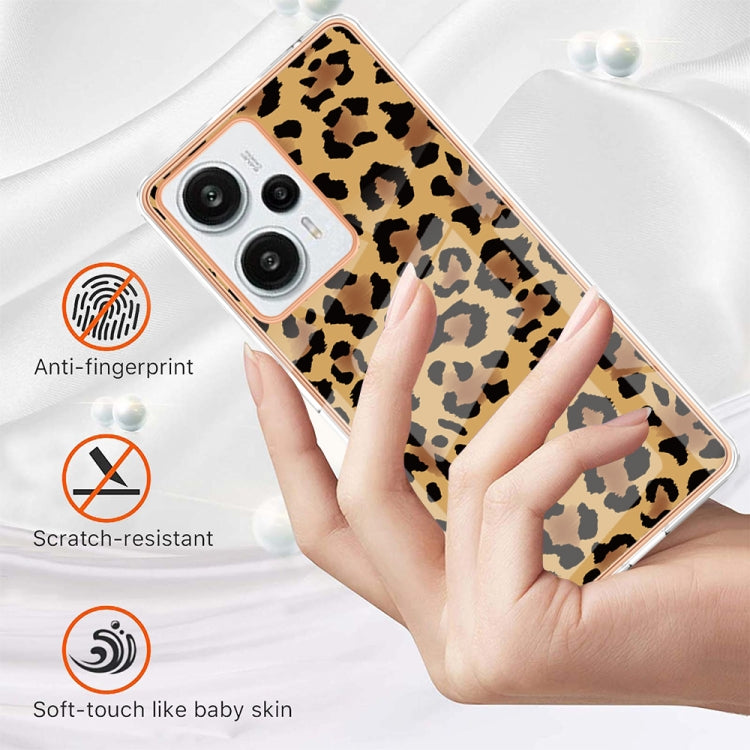 For Xiaomi Poco F5 / Redmi Note 12 Turbo Electroplating Marble Dual-side IMD Phone Case(Leopard Print) - Xiaomi Cases by buy2fix | Online Shopping UK | buy2fix