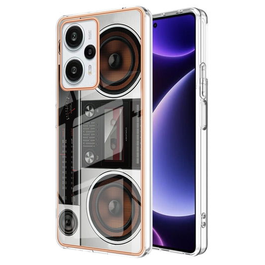 For Xiaomi Poco F5 / Redmi Note 12 Turbo Electroplating Marble Dual-side IMD Phone Case(Retro Radio) by buy2fix