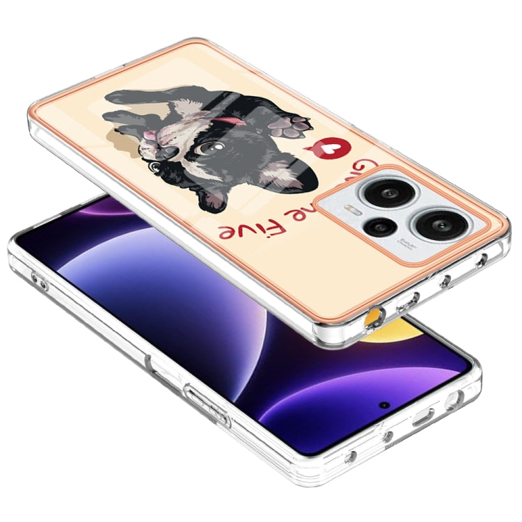 For Xiaomi Poco F5 / Redmi Note 12 Turbo Electroplating Marble Dual-side IMD Phone Case(Lucky Dog) - Xiaomi Cases by buy2fix | Online Shopping UK | buy2fix