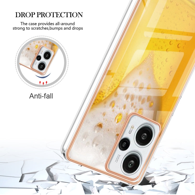 For Xiaomi Poco F5 / Redmi Note 12 Turbo Electroplating Marble Dual-side IMD Phone Case(Draft Beer) - Xiaomi Cases by buy2fix | Online Shopping UK | buy2fix