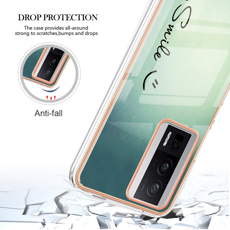 For Xiaomi Poco F5 Pro 5G / Redmi K60 Electroplating Marble Dual-side IMD Phone Case(Smile) - Xiaomi Cases by buy2fix | Online Shopping UK | buy2fix