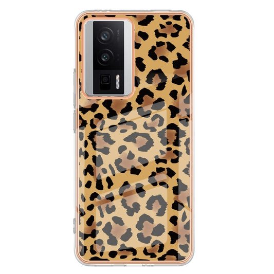For Xiaomi Poco F5 Pro 5G / Redmi K60 Electroplating Marble Dual-side IMD Phone Case(Leopard Print) by buy2fix