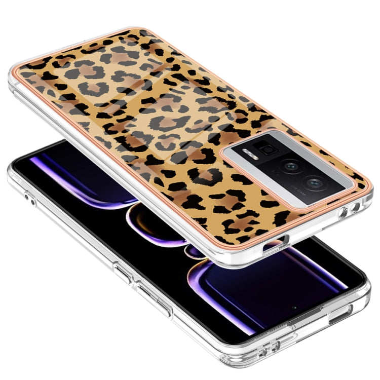 For Xiaomi Poco F5 Pro 5G / Redmi K60 Electroplating Marble Dual-side IMD Phone Case(Leopard Print) - Xiaomi Cases by buy2fix | Online Shopping UK | buy2fix